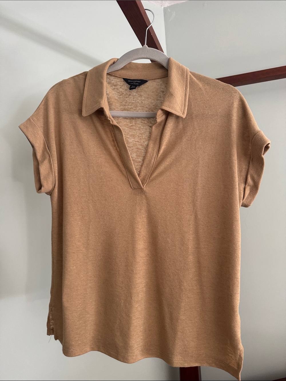 Banana Republic Linen-Blend Polo New British Khaki XS